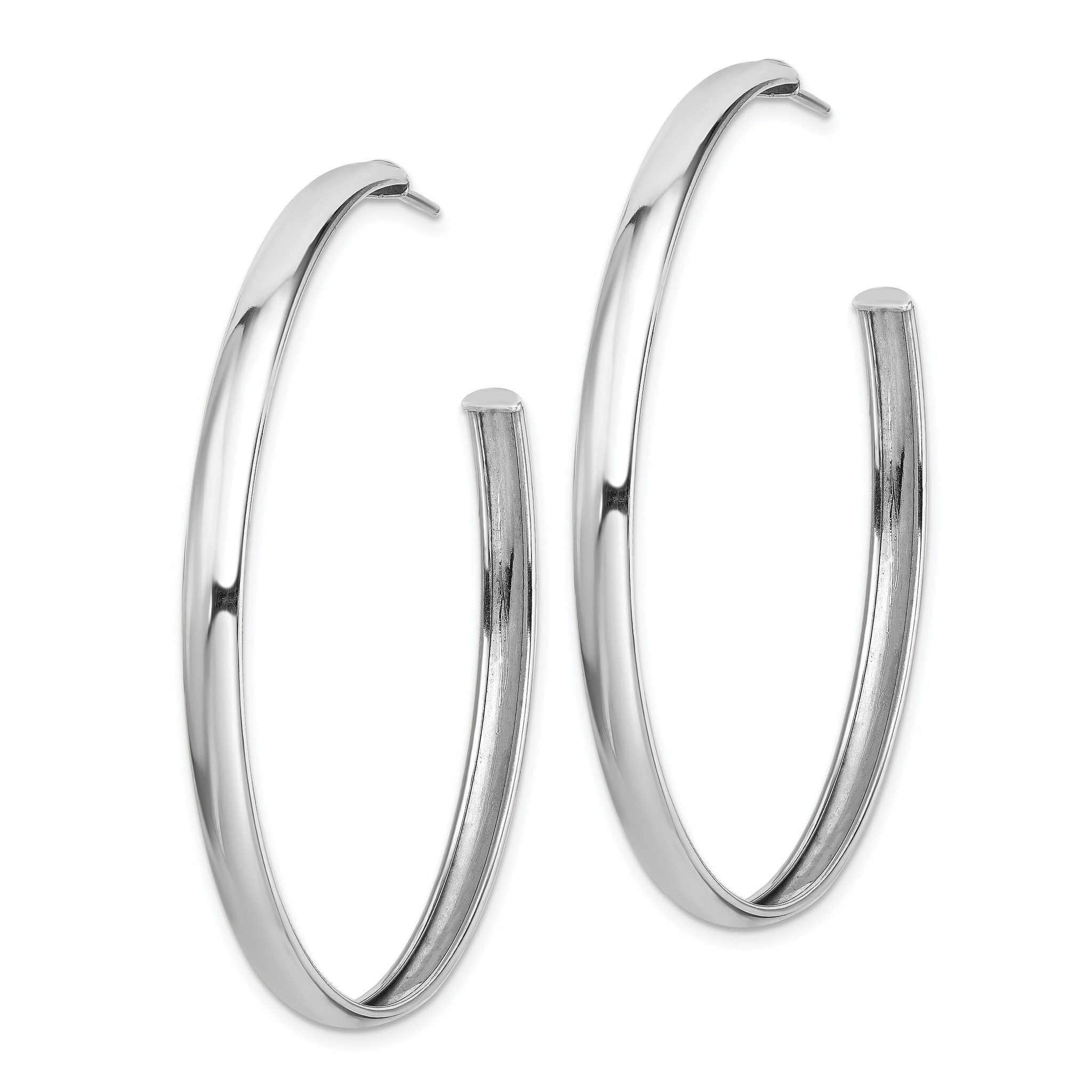 Sterling Silver Rhodium-plated Polished 3.8mm Post Hoops Secondary image