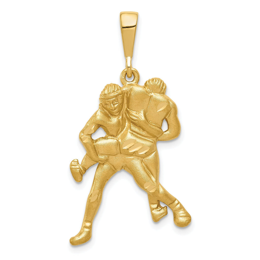 Sophia Jewelers 14K Gold Wrestlers Charm with Diamond-Cut Texture