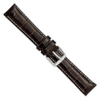 Crocodile-Grain Leather Watch Band in Brown, 14mm