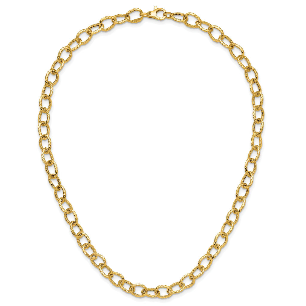 14K Polished and Twisted Fancy Link Necklace