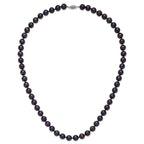 Sterling Silver Rhodium-plated 10-11mm Black Near-Round Freshwater Cultured Pearl 16 inch Necklace