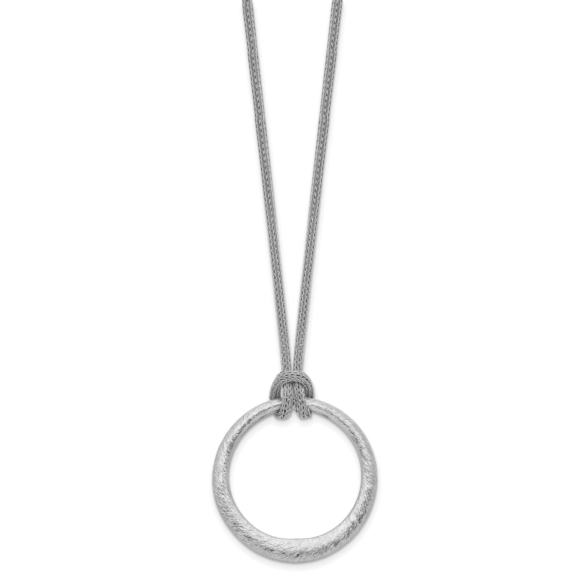 Sophia Jewelers 925 Sterling Silver Textured Circle Pendant Necklace, Polished Elegance Secondary image