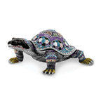 Luxury Giftware Pewter Bejeweled Crystals Pewter-tone Enameled AMAZING AZURE Turtle Trinket Box with Matching 18 Inch Necklace