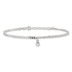 Sterling Silver CZ Fancy Chain 9in Plus 1in Ext. Anklet