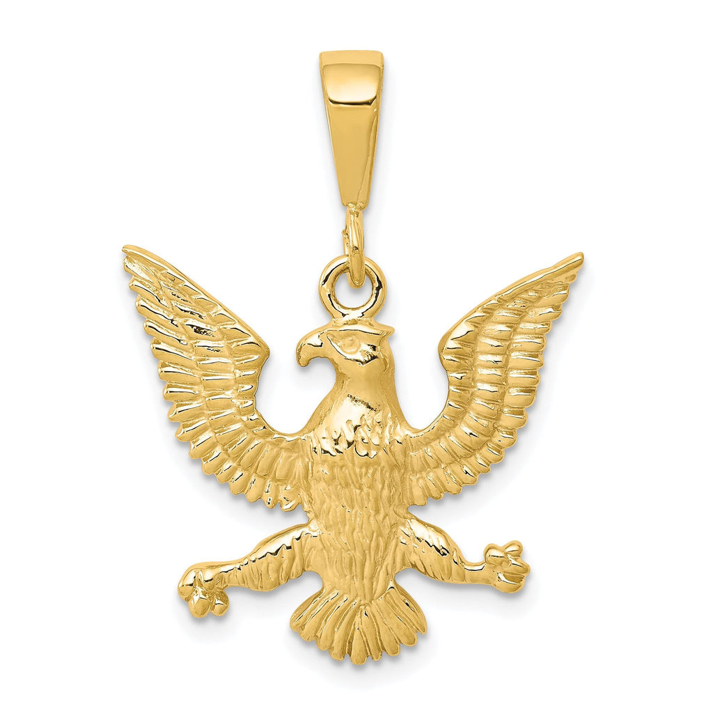 10K Gold Solid Polished Eagle Charm with Elegant Themed Design