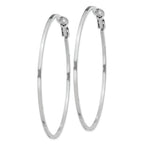 Sterling Silver RH-plated 1.5x60mm Omega Back Round Hoop Earrings