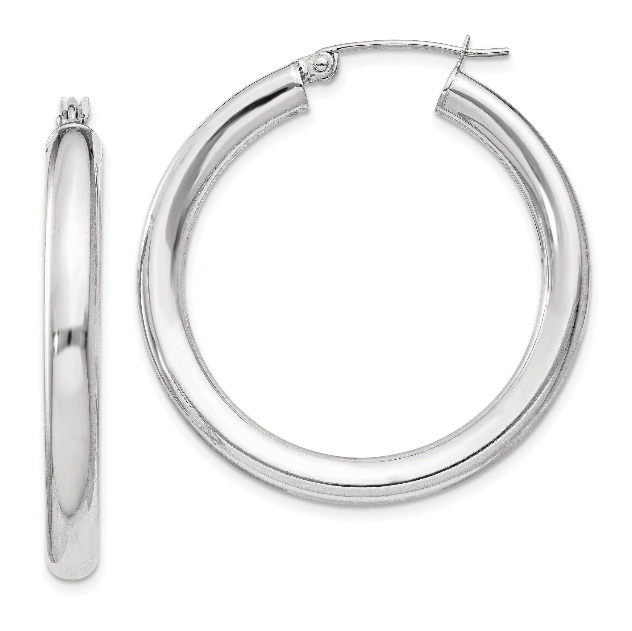 Sterling Silver 4mm Round Hoop Earrings Main image