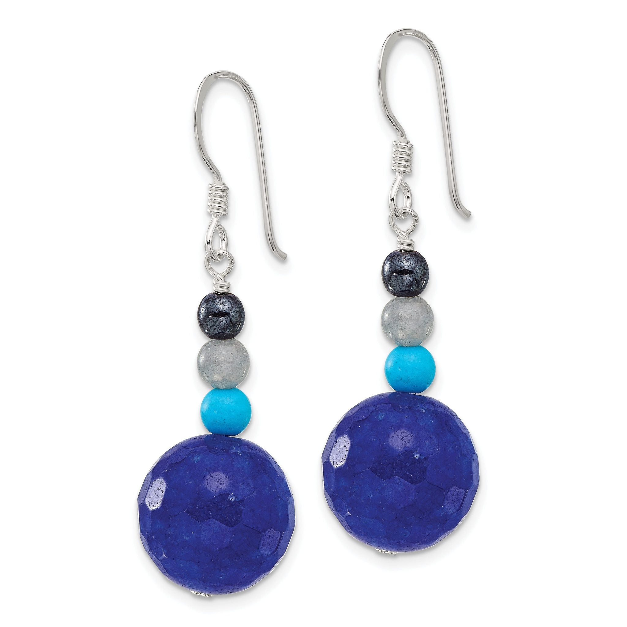 Sterling Silver Hematite/Agate/Quartz/Recon. Magnesite Dangle Earrings Secondary image