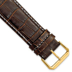 Crocodile-Grain Chronograph Watch Band in Brown Leather, 20mm