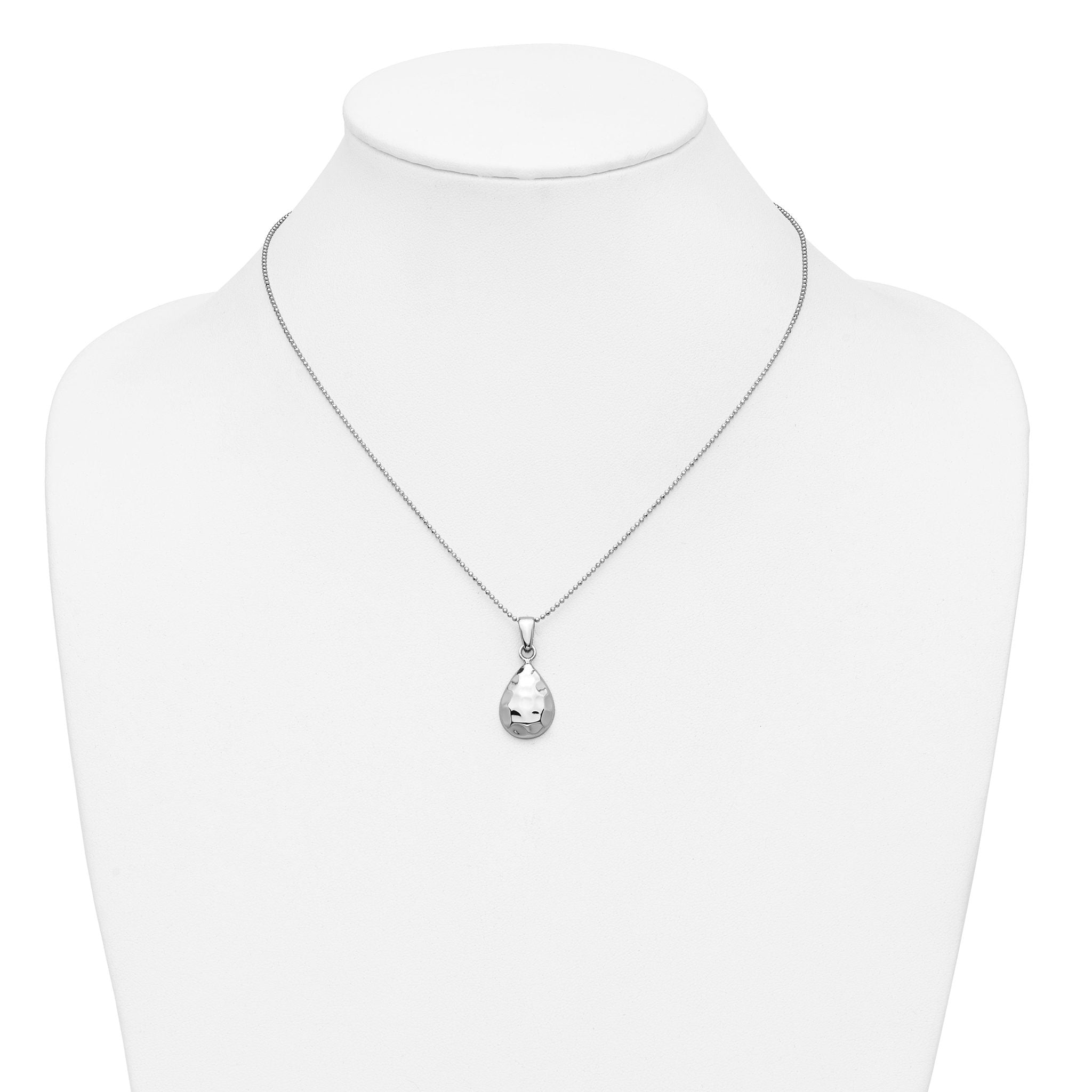 Sterling Silver RH-plated Hammered Pendant Necklace