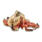 Luxury Giftware by Jere Pewter Bejeweled Crystals Gold-tone Enameled OLA Octopus Trinket Box with Matching 18 Inch Necklace