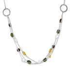 Sophia Jewelers Sterling Silver Antiqued CZ Necklace with Toggle Clasp