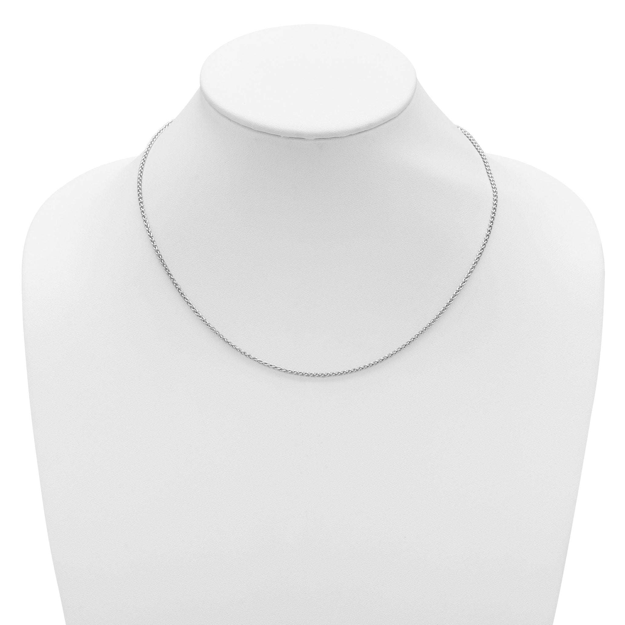 Sterling Silver Rh-plated 1.6mm Spiga 1in+1in Adjustable Chain