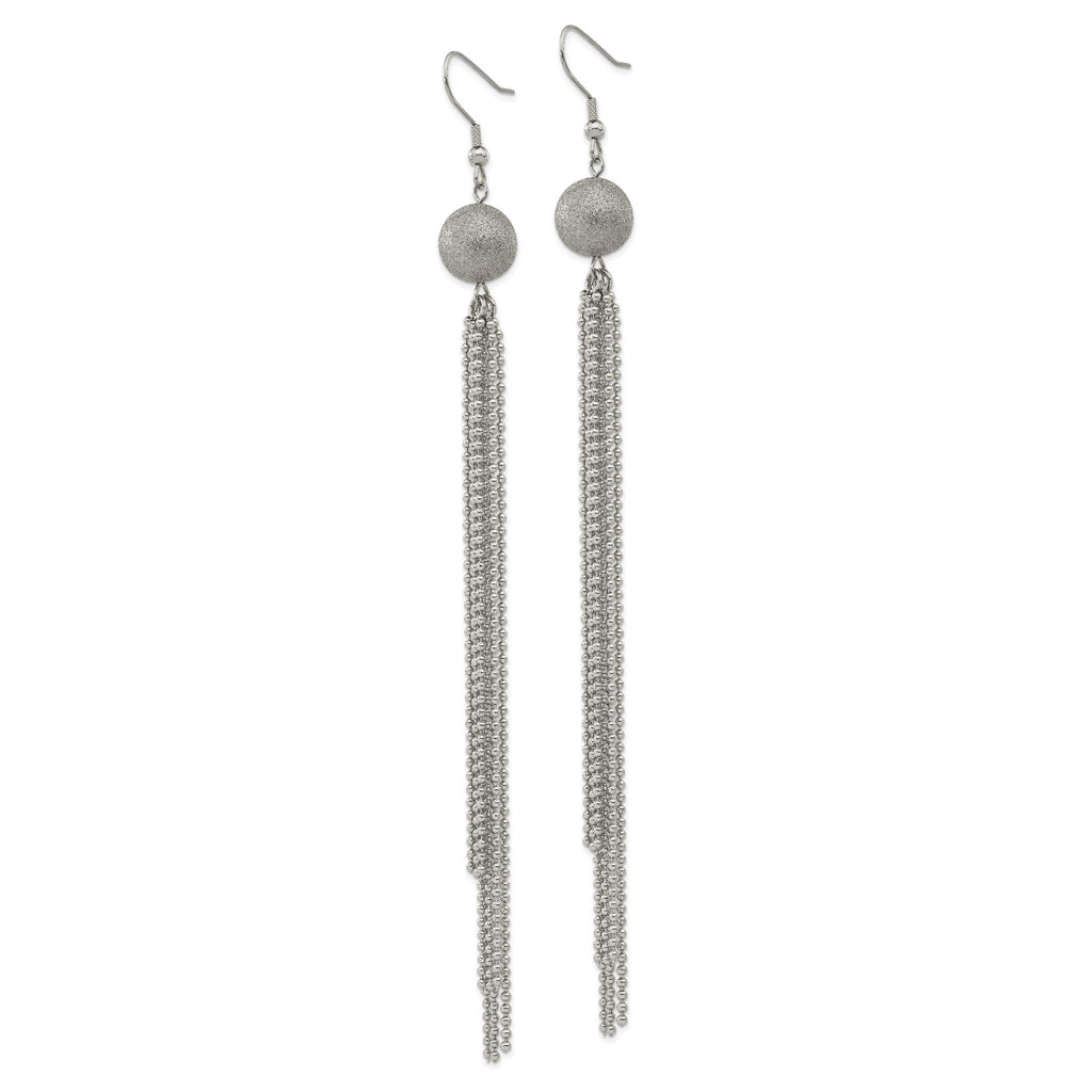 Stainless Steel Polished & Laser Design Drop Dangle Earrings for Women