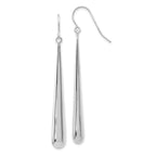 14K White Gold Polished Drop Earrings with Rhodium Finish