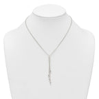 Sterling Silver Polished and Beaded Multi-strand 16.5 inch with 1.25 inch Extension Lariat Necklace