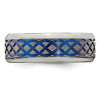 Edward Mirell Titanium Blue Anodized 8mm Wedding Band  Engravable Elegance