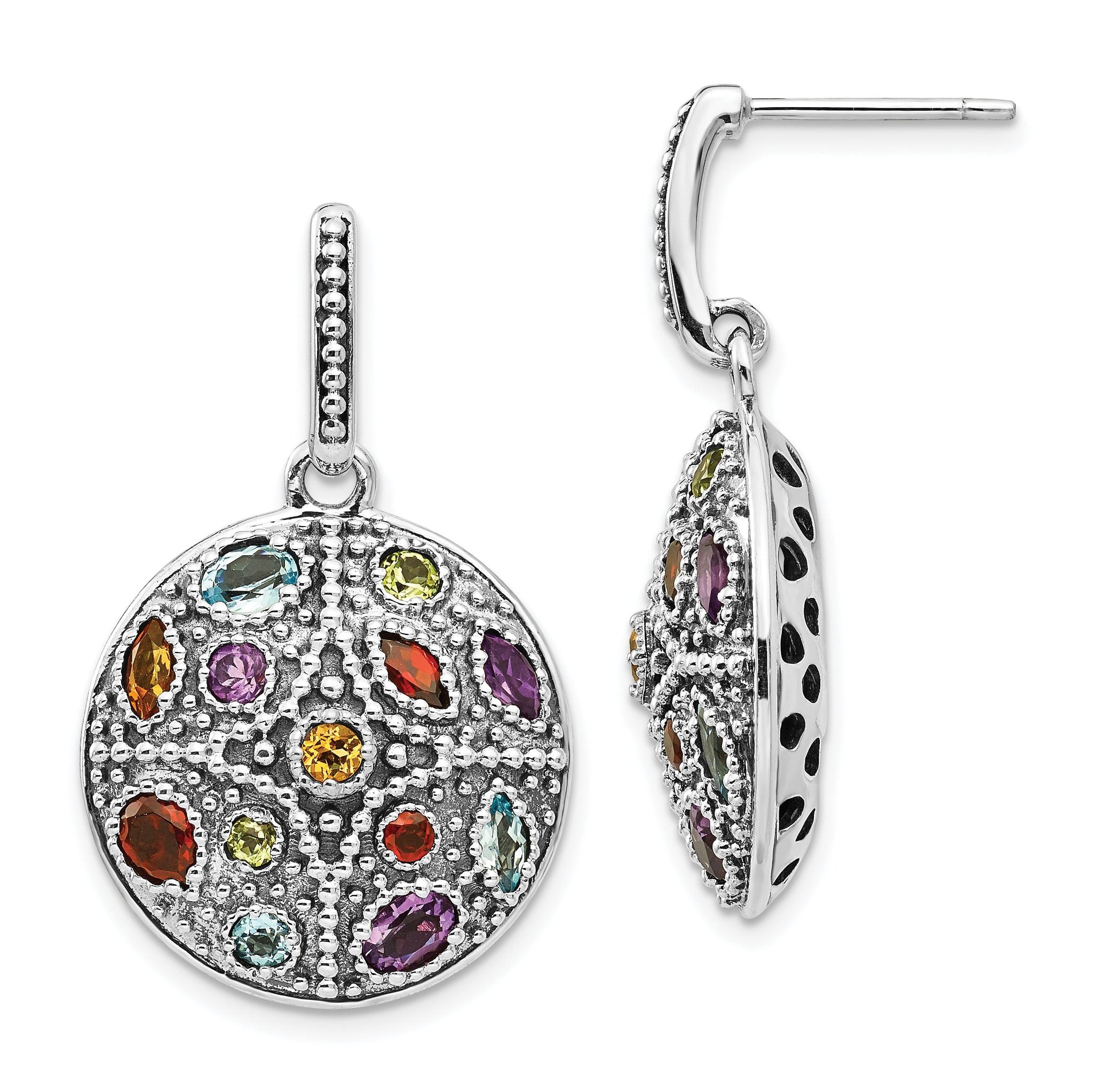 Sophia Jewelers Sterling Silver/14K Gold Dangle Earrings with Gemstone Accents Main image