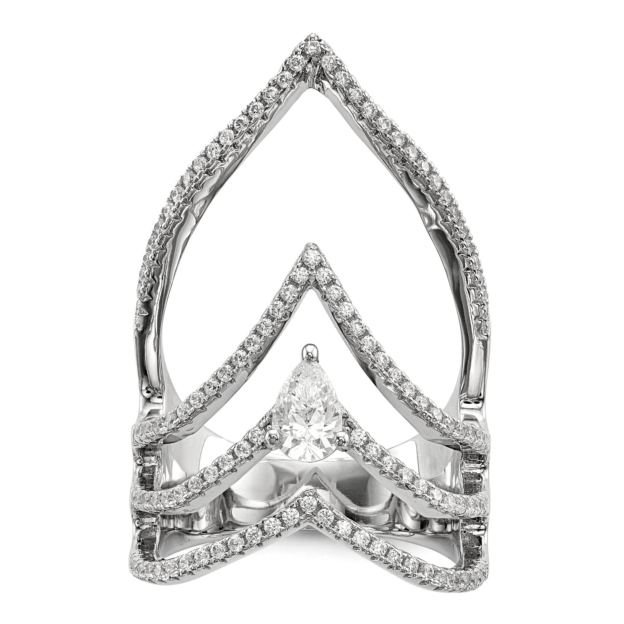 Pure Fire Sterling Silver Rhod-plated CZ Ring