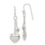Sterling Silver 925 Puffed Heart Drop Earrings with Polished Anti-Tarnish Finish