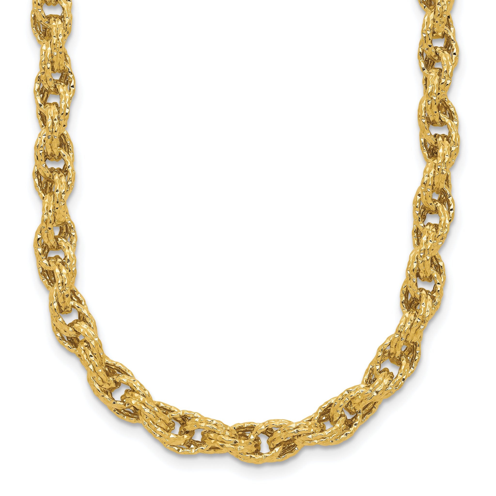 14K Polished/Textured/Dia-cut Twisted Link Necklace Main image