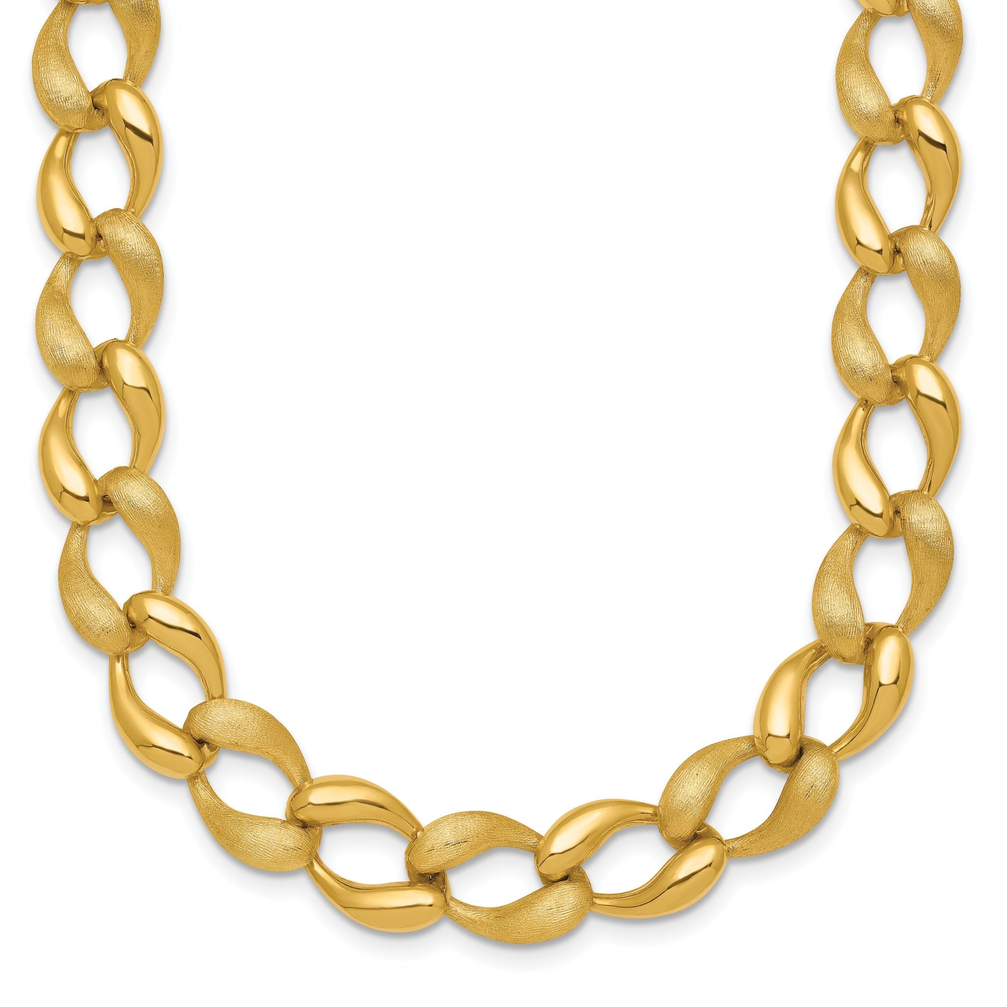 14k Brushed and Polished 9mm Fancy Curb Link 17 inch Necklace Main image