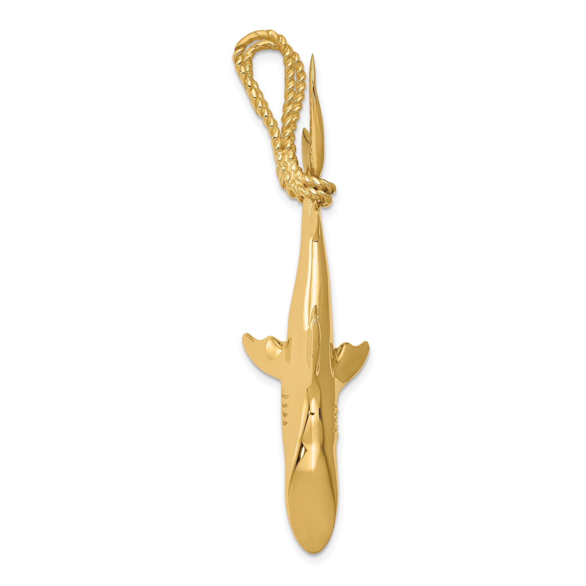 14K Gold Hollow 3D Shark Pendant for Men Polished Bold Design Secondary image