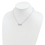 Sterling Silver Rhodium-plated with CZ Infinity With  2 IN EXT Necklace