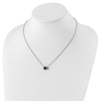 Cheryl M Sterling Silver Rhodium-plated Brilliant-cut Green GlaSterling Silver and Brilliant-cut White CZ Halo 18 Inch Necklace