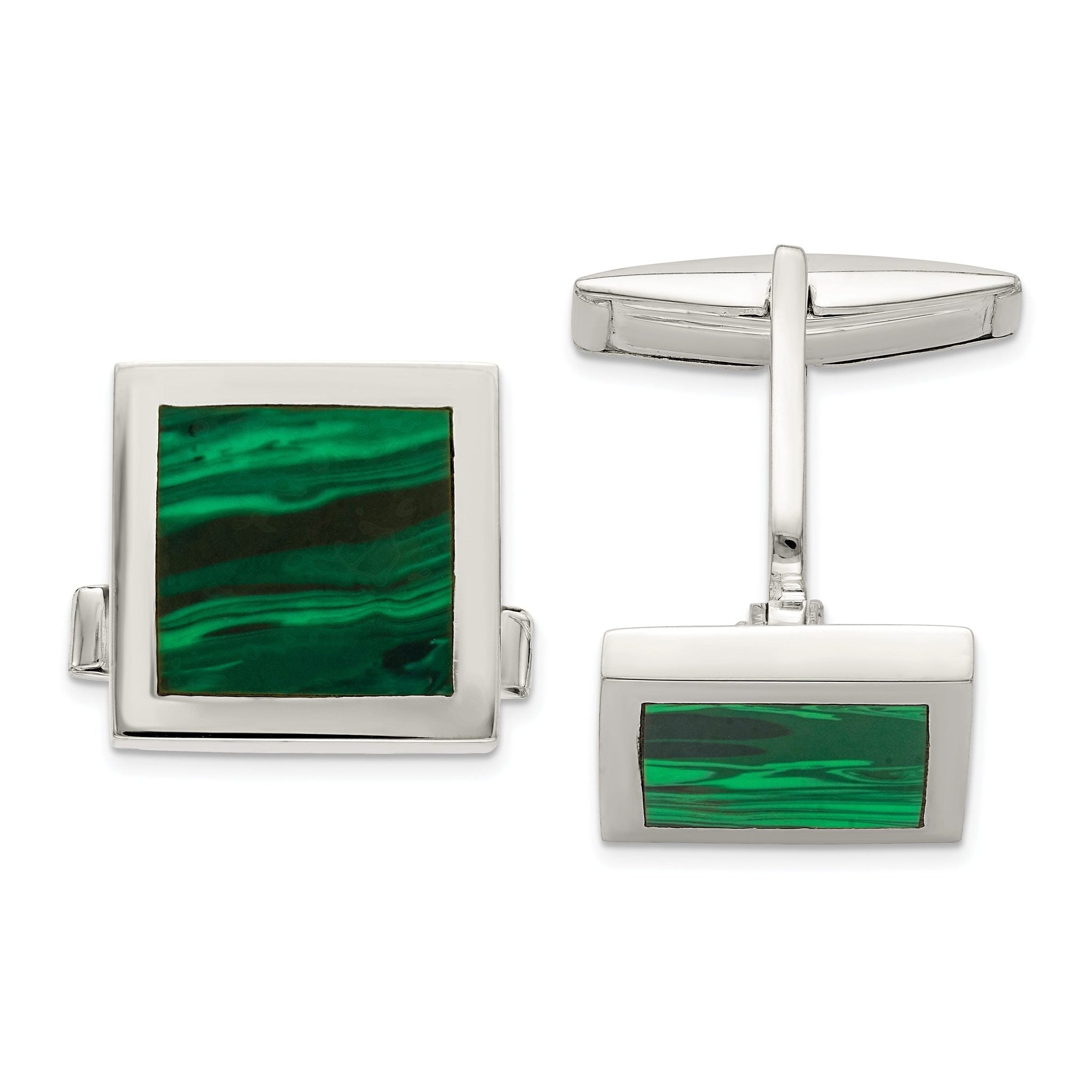Sterling Silver Malachite Cuff Links Main image