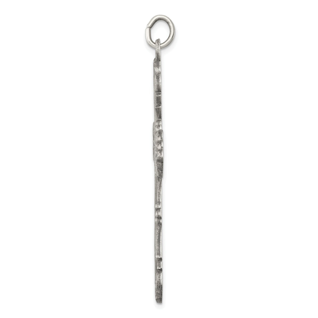Sterling Silver 925 Antiqued Cross Pendant with Polished Finish Elegant Design