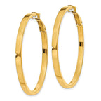 14K Gold Polished Square Tube Hoop Earrings with Omega Clip
