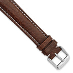 Long Leather Watch Band in Dark Brown with Silver-Tone Buckle, 18mm