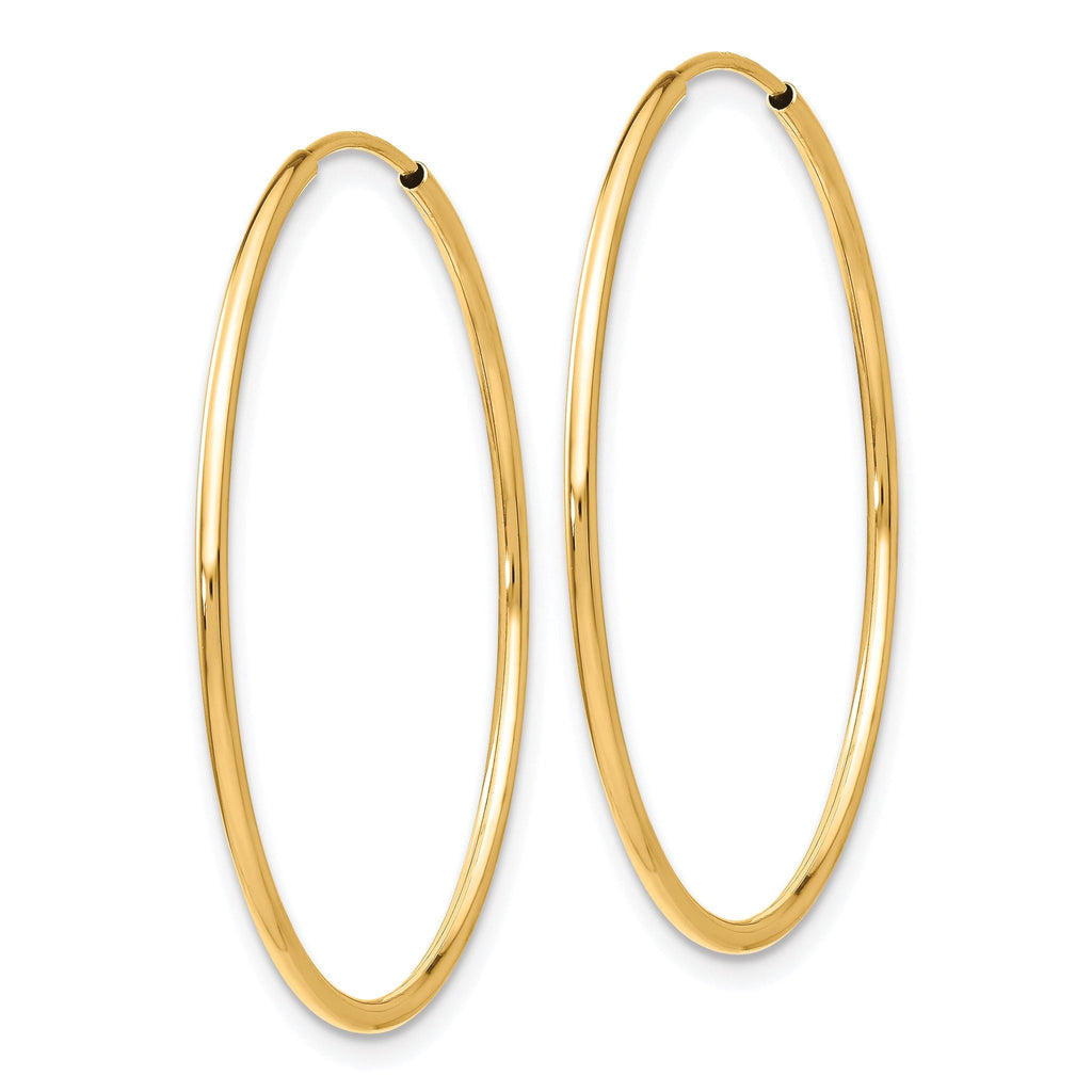 10K Gold Polished Endless Hoop Earrings for Women  34.5mm Hollow Design