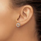 14k White Gold Polished D/C Circle Post Earrings
