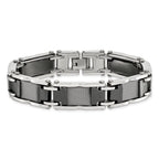 Stainless Steel Polished Mesh with Black Ceramic Link Bracelet for Men