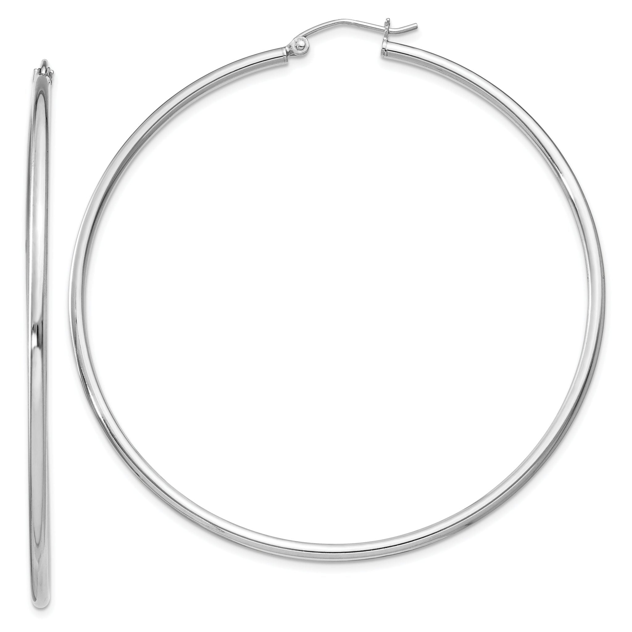 Sterling Silver Rhodium-plated 2mm Round Hoop Earrings Main image