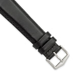 10mm Black Oilskin Leather with Stainless Steel Buckle 6.6 inch Watch Band
