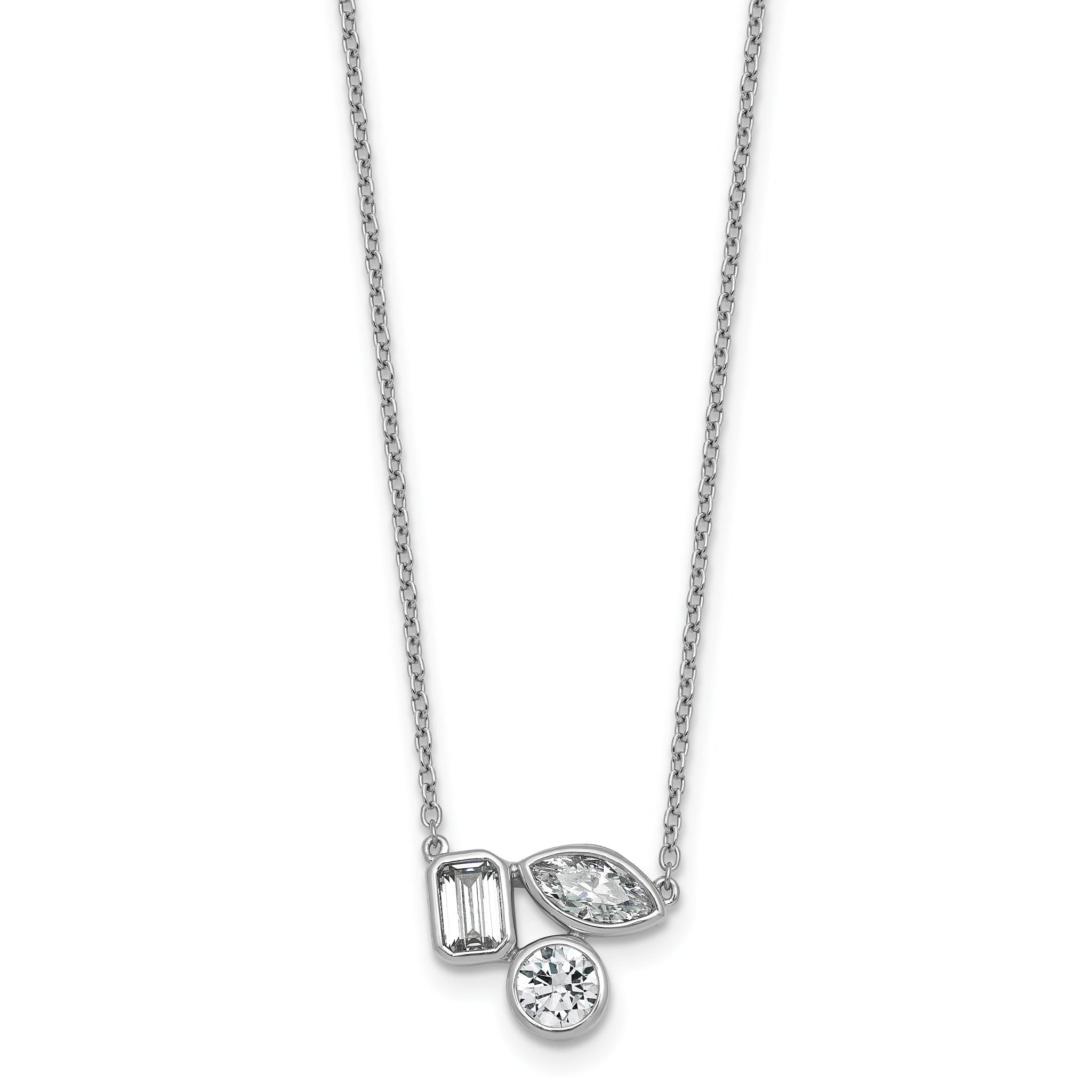 14k White Gold 1 carat Lab Grown Diamond VS+ F+ Complete 18 inch Three Stone Fashion Necklace Main image