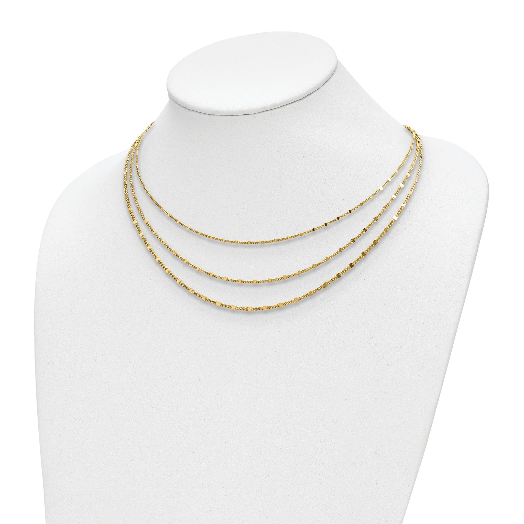 Sterling Silver Gold-tone Multi-strand with 1.5in ext. Necklace Secondary image
