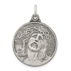 Sterling Silver 925 Ecce Homo Antiqued Medal Pendant Solid Vintage-Inspired Charm