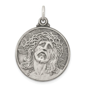 Ecce Homo Medal in Sterling Silver, 31mm Antiqued - Sophia Jewelers