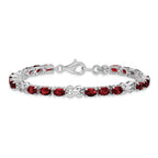 Sterling Silver Rhodium-plated Garnet Bracelet
