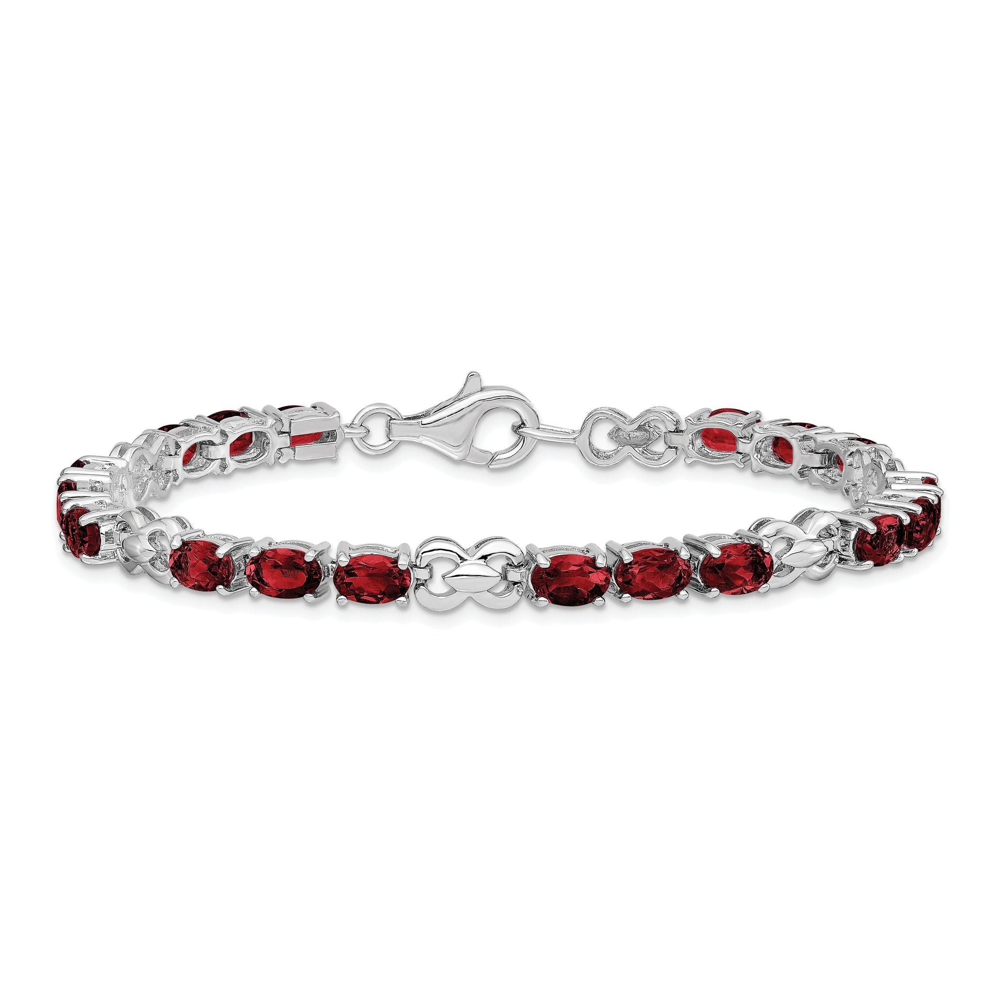 Sterling Silver Rhodium-plated Garnet Bracelet