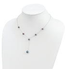 Sterling Silver Rhodium-plated 6-8mm Black Teardrop and Semi-Round Freshwater Cultured Pearl 6-Station Y-Drop 16 inch Necklace