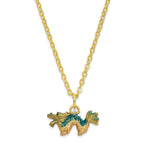 Luxury Giftware Pewter Bejeweled Crystals Gold-tone Enameled CHI Chinese Dragon Trinket Box with Matching 18 Inch Necklace