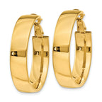 14K Gold Polished Hoop Earrings with Omega Back  30mm Large Bold Design