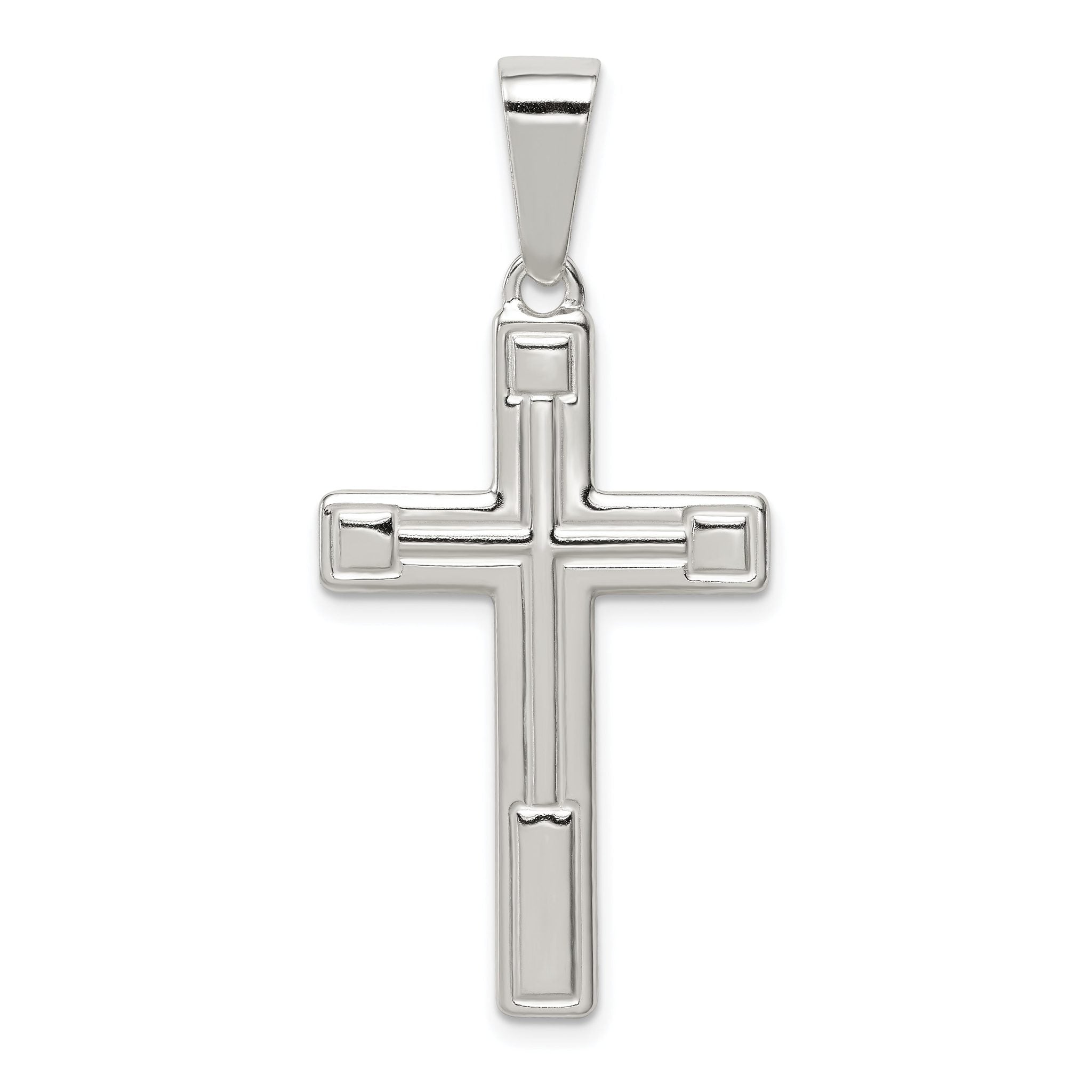 Sophia Jewelers Sterling Silver Polished Cross Pendant with Anti-Tarnish Finish