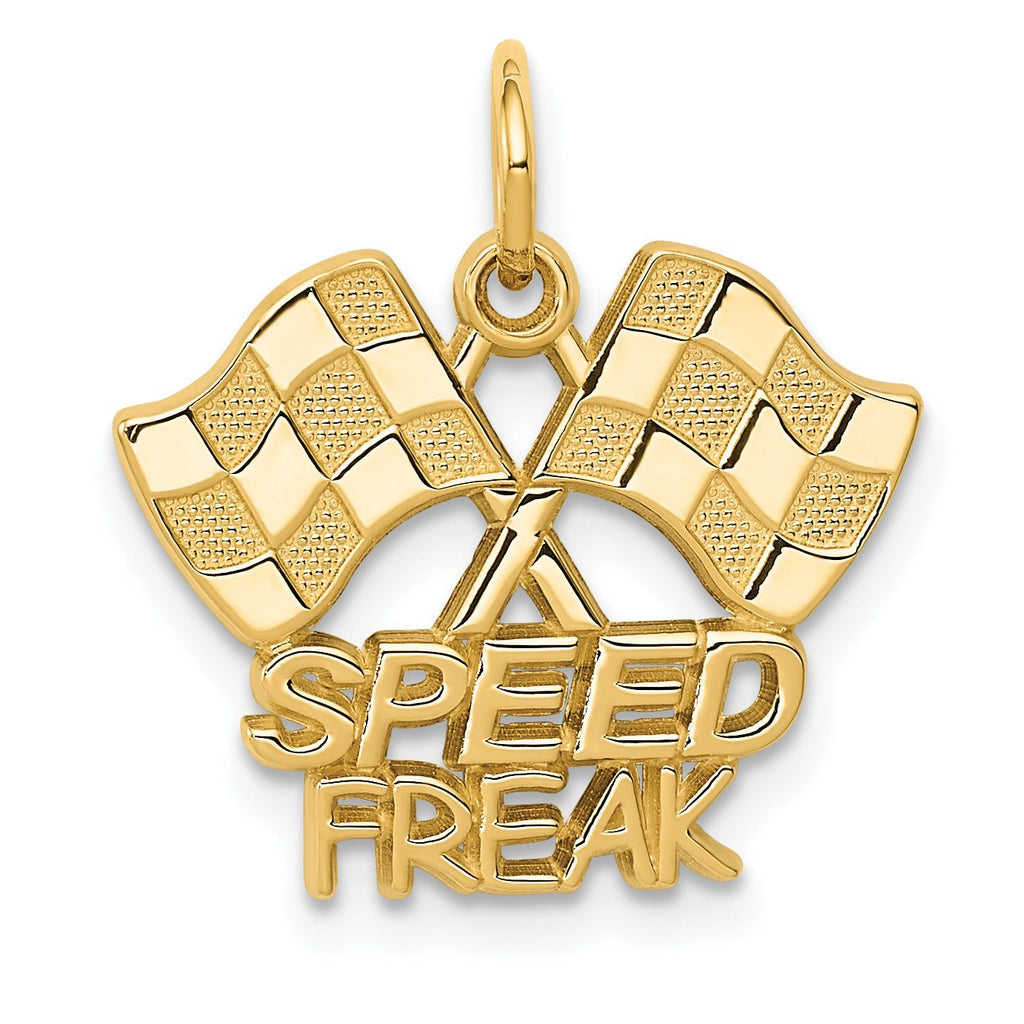 14K Gold Racing Flags SPEED FREAK Charm for Men Polished Finish