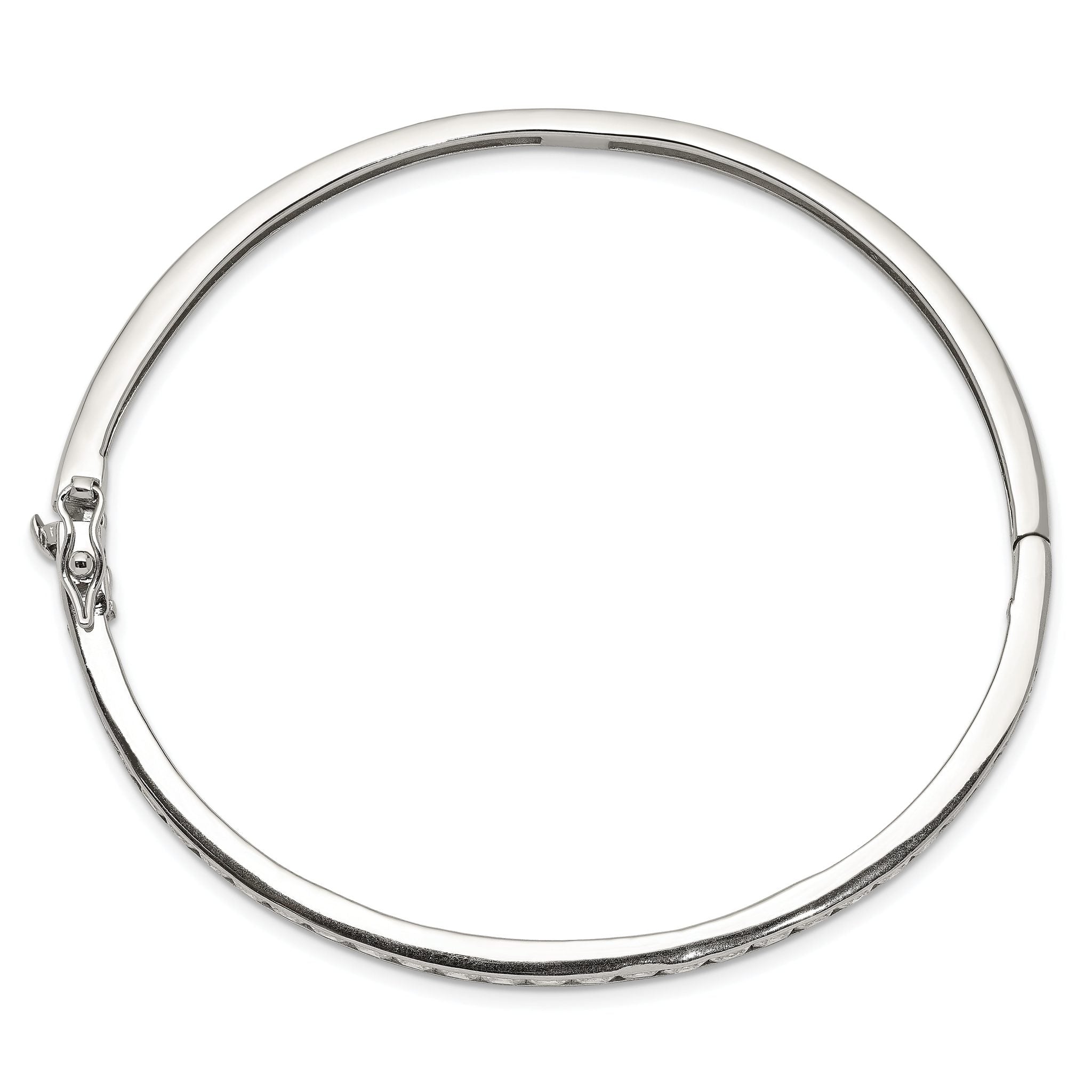 Sterling Silver Rhodium-plated CZ Hinged Bangle Bracelet Secondary image
